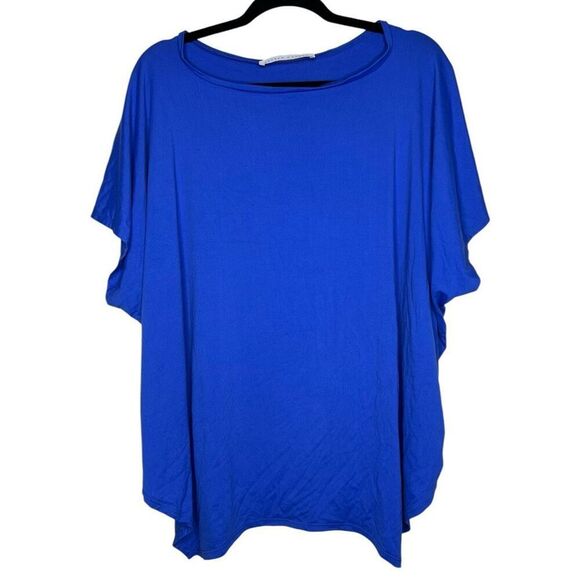 Susana Monaco Scoop Neck Handkerchief Hem Flowy Top Blue - Picture 1 of 8